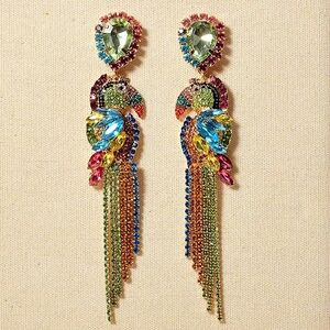 Restocked: "Keat" glamorous colorful parrot bird earrings, multi-colour